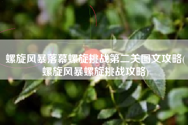 螺旋风暴落幕螺旋挑战第二关图文攻略(螺旋风暴螺旋挑战攻略)