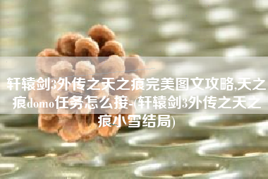 轩辕剑3外传之天之痕完美图文攻略,天之痕domo任务怎么接-(轩辕剑3外传之天之痕小雪结局)