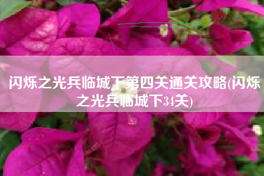 闪烁之光兵临城下第四关通关攻略(闪烁之光兵临城下34关)