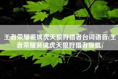 王者荣耀裴擒虎天狼狩猎者台词语音(王者荣耀裴擒虎天狼狩猎者腹肌)