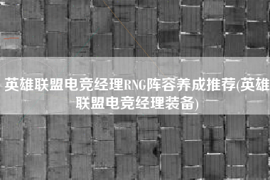 英雄联盟电竞经理RNG阵容养成推荐(英雄联盟电竞经理装备)