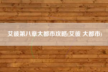 艾彼第八章大都市攻略(艾彼 大都市)