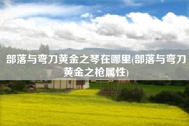 部落与弯刀黄金之琴在哪里(部落与弯刀黄金之枪属性)