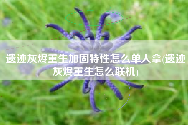 遗迹灰烬重生加固特性怎么单人拿(遗迹灰烬重生怎么联机)