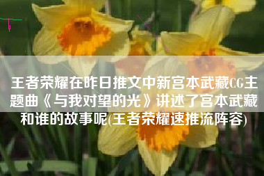 王者荣耀在昨日推文中新宫本武藏CG主题曲《与我对望的光》讲述了宫本武藏和谁的故事呢(王者荣耀速推流阵容)