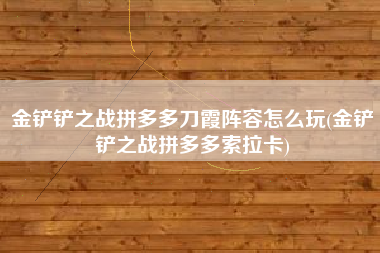 金铲铲之战拼多多刀霞阵容怎么玩(金铲铲之战拼多多索拉卡)