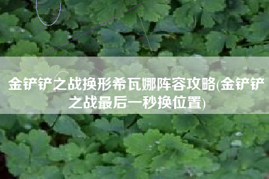 金铲铲之战换形希瓦娜阵容攻略(金铲铲之战最后一秒换位置)