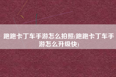 跑跑卡丁车手游怎么拍照(跑跑卡丁车手游怎么升级快)