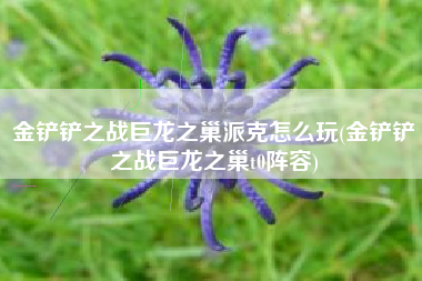 金铲铲之战巨龙之巢派克怎么玩(金铲铲之战巨龙之巢t0阵容)
