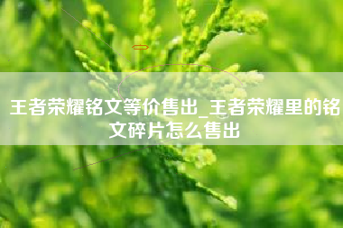 王者荣耀铭文等价售出_王者荣耀里的铭文碎片怎么售出