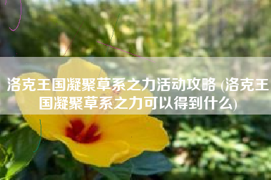 洛克王国凝聚草系之力活动攻略 (洛克王国凝聚草系之力可以得到什么)