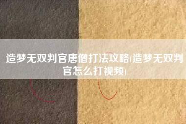 造梦无双判官唐僧打法攻略(造梦无双判官怎么打视频)