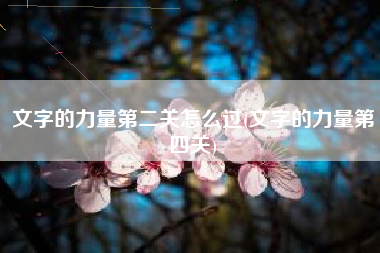 文字的力量第二关怎么过(文字的力量第四关)