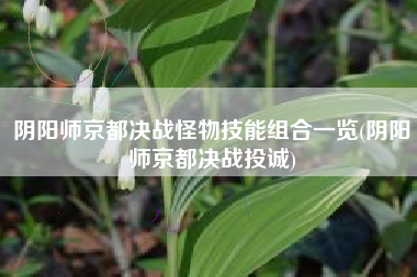 阴阳师京都决战怪物技能组合一览(阴阳师京都决战投诚)