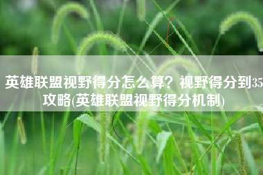 英雄联盟视野得分怎么算？视野得分到35攻略(英雄联盟视野得分机制)