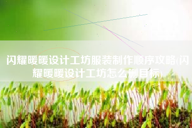 闪耀暖暖设计工坊服装制作顺序攻略(闪耀暖暖设计工坊怎么删目标)