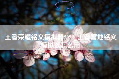 王者荣耀铭文模拟器2022_王者营地铭文模拟器怎么用