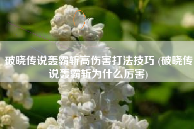 破晓传说轰霸斩高伤害打法技巧 (破晓传说轰霸斩为什么厉害)