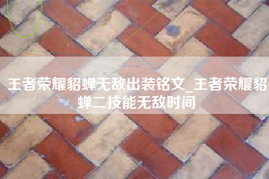 王者荣耀貂蝉无敌出装铭文_王者荣耀貂蝉二技能无敌时间