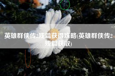 英雄群侠传2残篇获得攻略(英雄群侠传2残篇获取)