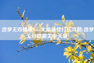 造梦无双隐藏boos大章鱼怪打法攻略(造梦无双隐藏关卡天庭)