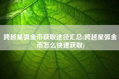 跨越星弧金币获取途径汇总(跨越星弧金币怎么快速获取)