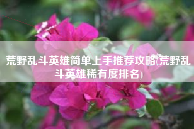 荒野乱斗英雄简单上手推荐攻略(荒野乱斗英雄稀有度排名)