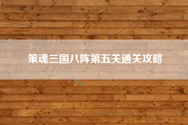 策魂三国八阵第五关通关攻略