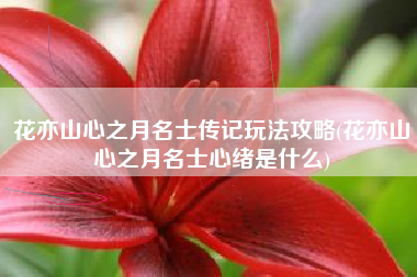 花亦山心之月名士传记玩法攻略(花亦山心之月名士心绪是什么)