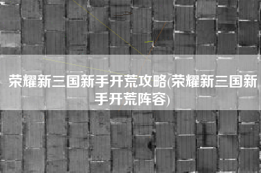 荣耀新三国新手开荒攻略(荣耀新三国新手开荒阵容)