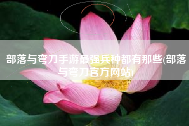 部落与弯刀手游最强兵种都有那些(部落与弯刀官方网站)