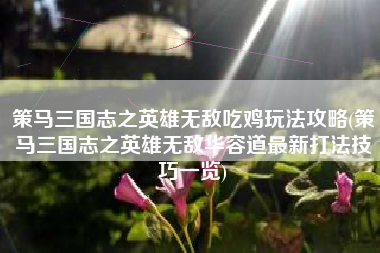 策马三国志之英雄无敌吃鸡玩法攻略(策马三国志之英雄无敌华容道最新打法技巧一览)