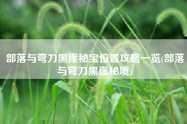 部落与弯刀黑崖秘宝位置攻略一览(部落与弯刀黑崖秘境)