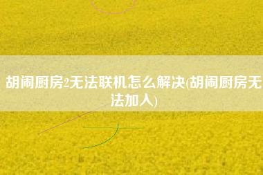 胡闹厨房2无法联机怎么解决(胡闹厨房无法加入)