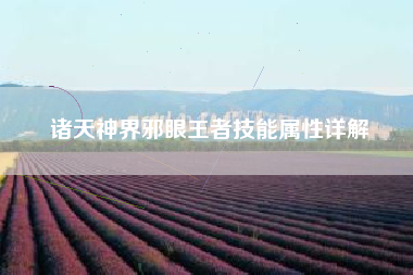 诸天神界邪眼王者技能属性详解