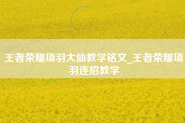 王者荣耀项羽大仙教学铭文_王者荣耀项羽连招教学