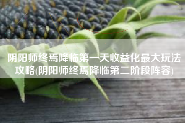 阴阳师终焉降临第一天收益化最大玩法攻略(阴阳师终焉降临第二阶段阵容)