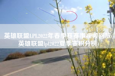 英雄联盟LPL2022年春季赛赛事视频回放(英雄联盟lpl2022夏季赛积分榜)