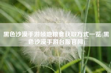 黑色沙漠手游领地粮食获取方式一览(黑色沙漠手游台服官网)