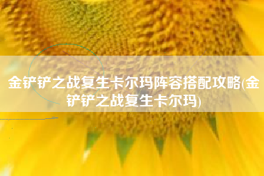 金铲铲之战复生卡尔玛阵容搭配攻略(金铲铲之战复生卡尔玛)