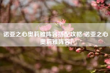 诺亚之心奥莉雅阵容搭配攻略(诺亚之心奥莉雅阵容)