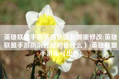 英雄联盟手游实名认证在哪里修改(英雄联盟手游防沉迷规则是什么）(英雄联盟手游账号出售)