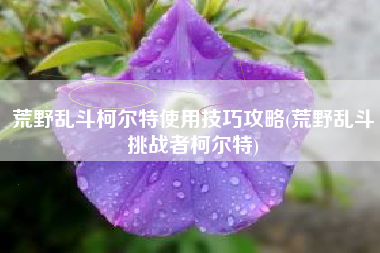 荒野乱斗柯尔特使用技巧攻略(荒野乱斗挑战者柯尔特)