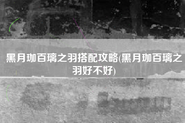 黑月珈百璃之羽搭配攻略(黑月珈百璃之羽好不好)