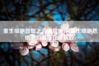 重生细胞怨恨之刃强度测评(重生细胞怨恨之刃图纸在哪获取)