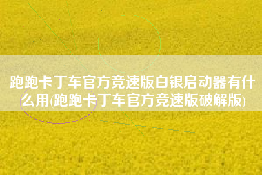 跑跑卡丁车官方竞速版白银启动器有什么用(跑跑卡丁车官方竞速版破解版)
