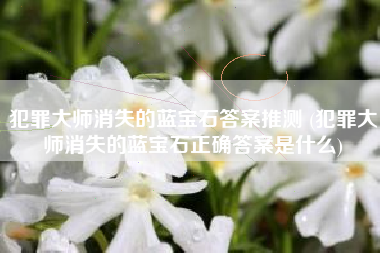 犯罪大师消失的蓝宝石答案推测 (犯罪大师消失的蓝宝石正确答案是什么)