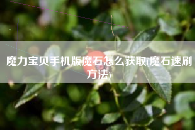 魔力宝贝手机版魔石怎么获取(魔石速刷方法)