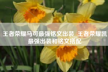 王者荣耀马可最强铭文出装_王者荣耀凯最强出装和铭文搭配
