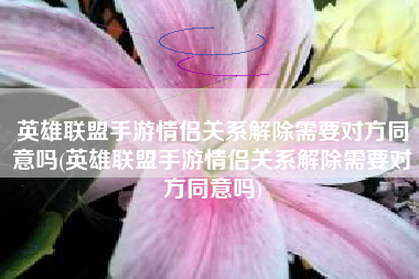 英雄联盟手游情侣关系解除需要对方同意吗(英雄联盟手游情侣关系解除需要对方同意吗)